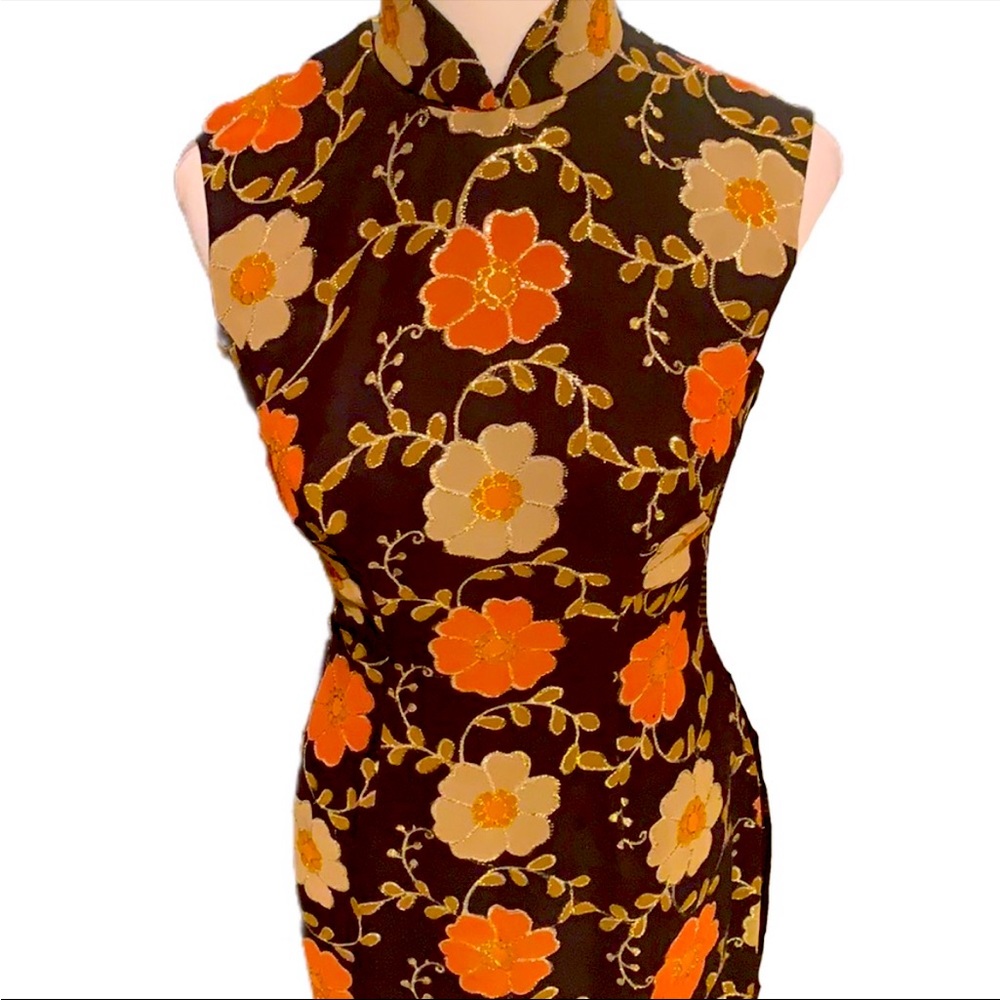 Vintage custom Chinese qipao style maxi evening dress